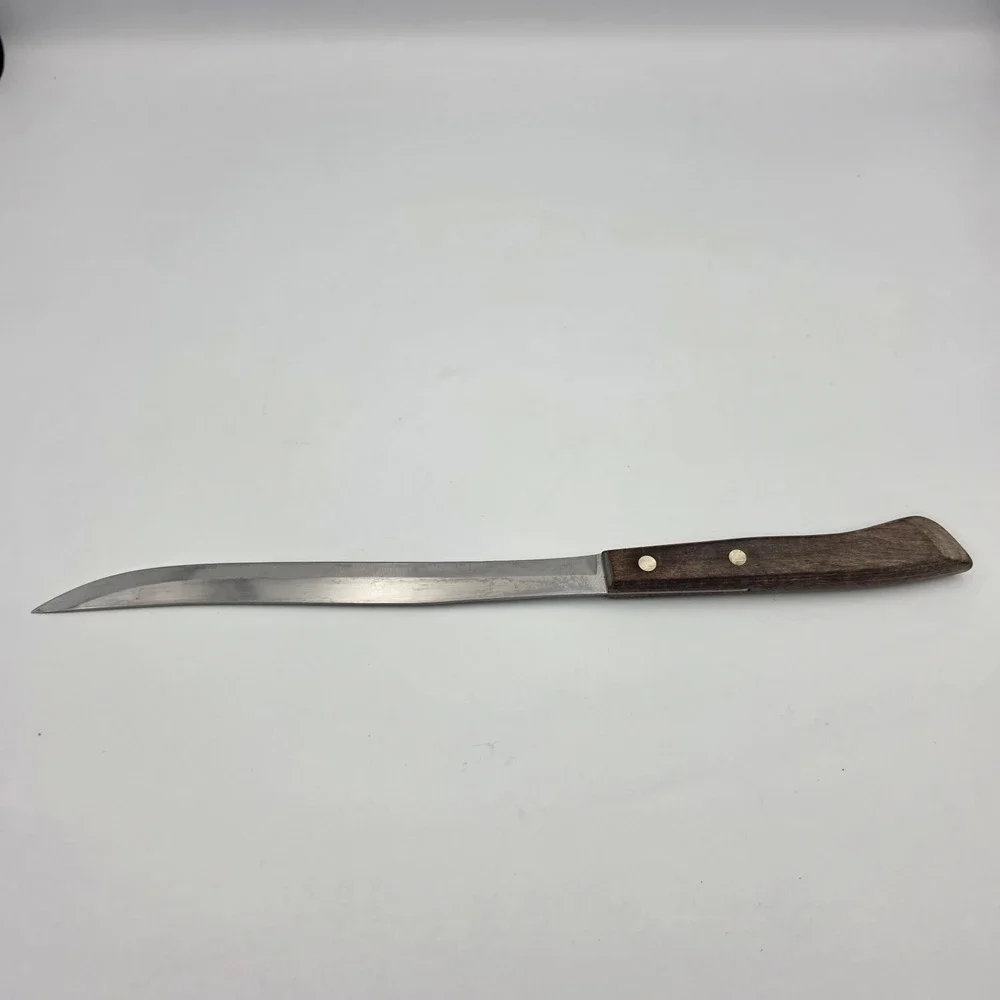 Vintage Household Surgical Stainless Steel USA Knife Wood Handle 13.5